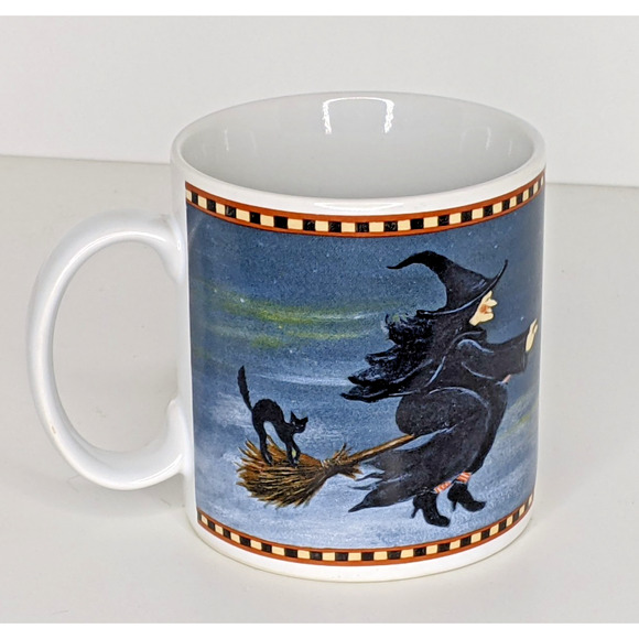 Sakura Other - Halloween Coffee Mug Witch on Broom Moon Vintage Sakura EUC